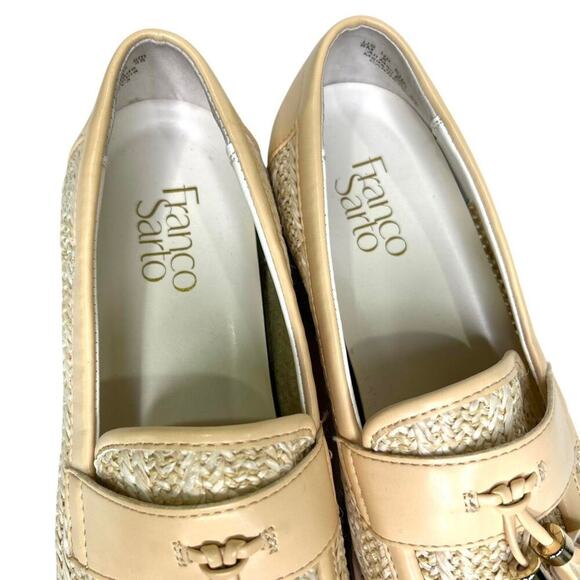 Franco Sarto Carney3 Tan Raffia Double Tassel Lug Bottom Loafers Size 8 - Picture 3 of 8